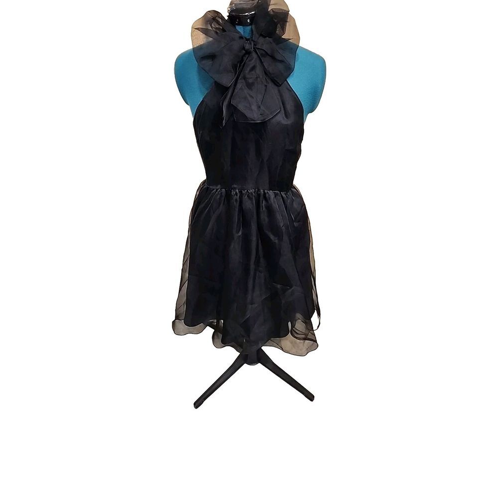 ALEXANDRA GRECCO for ANTHRO Womens 4 Silk Organza Amalie Halter Mini Dress Black